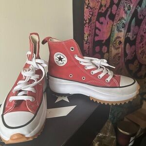 Converse Run Star Hike Platform High Top Rhubarb Red NIB Men 4 / Women 6